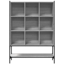 Edisto Wooden Bookcase With 9 Shelves In Grey Sonoma Oak