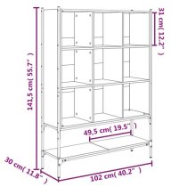 Edisto Wooden Bookcase With 9 Shelves In Grey Sonoma Oak