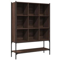 Edisto Wooden Bookcase With 9 Shelves In Brown Oak