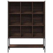 Edisto Wooden Bookcase With 9 Shelves In Brown Oak