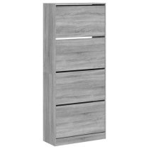 Arosa Wooden Shoe Storage Cabinet 4 Flip-Drawers In Grey Sonoma Oak