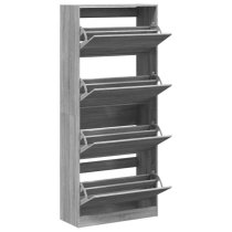 Arosa Wooden Shoe Storage Cabinet 4 Flip-Drawers In Grey Sonoma Oak