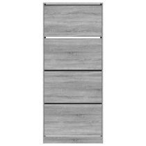 Arosa Wooden Shoe Storage Cabinet 4 Flip-Drawers In Grey Sonoma Oak