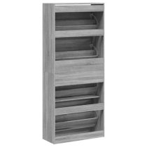 Arosa Wooden Shoe Storage Cabinet 4 Flip-Drawers In Grey Sonoma Oak