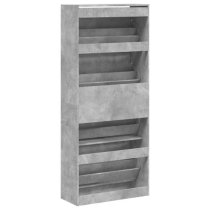 Arosa Wooden Shoe Storage Cabinet 4 Flip-Drawers In Concrete Effect