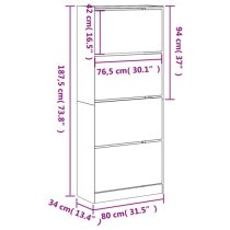 Arosa Wooden Shoe Storage Cabinet 4 Flip-Drawers In Concrete Effect