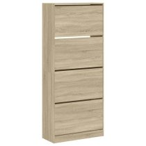 Arosa Wooden Shoe Storage Cabinet 4 Flip-Drawers In Sonoma Oak