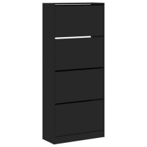 Arosa Wooden Shoe Storage Cabinet 4 Flip-Drawers In Black