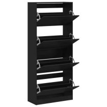 Arosa Wooden Shoe Storage Cabinet 4 Flip-Drawers In Black