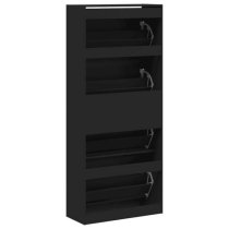 Arosa Wooden Shoe Storage Cabinet 4 Flip-Drawers In Black