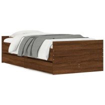 Frisco Wooden Single Bed With Drawers In Brown Oak