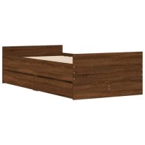 Frisco Wooden Single Bed With Drawers In Brown Oak