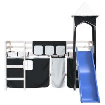 Gorizia Pinewood Kids Loft Bed In White With White Black Tower