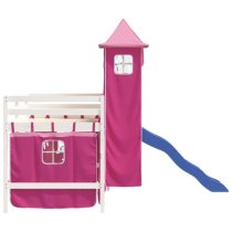 Gorizia Pinewood Kids Loft Bed In White With Pink Tower