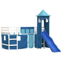 Gorizia Pinewood Kids Loft Bed In White With Blue Tower