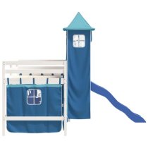 Gorizia Pinewood Kids Loft Bed In White With Blue Tower