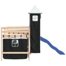 Gorizia Pinewood Kids Loft Bed In Natural With White Black Tower