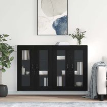 Belek Wooden Wall Mounted Sideboard With 4 Doors In Black