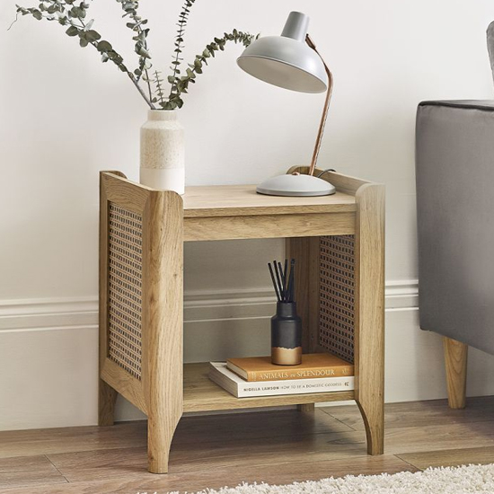 Sumter Wooden Lamp Table With Removable Shelf In Oak