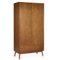 Layton Wooden Wardrobe With 2 Doors 1 Drawer In Cherry