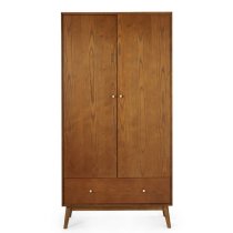 Layton Wooden Wardrobe With 2 Doors 1 Drawer In Cherry