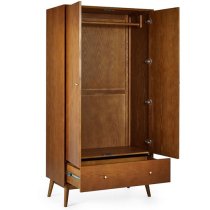 Layton Wooden Wardrobe With 2 Doors 1 Drawer In Cherry