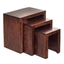 Tivat Mango Wood Nest Of 3 Tables In Dark Mahogany