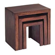 Tivat Mango Wood Nest Of 3 Tables In Dark Mahogany