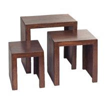 Tivat Mango Wood Nest Of 3 Tables In Dark Mahogany