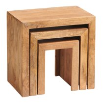 Tivat Mango Wood Nest Of 3 Tables In Light Mahogany