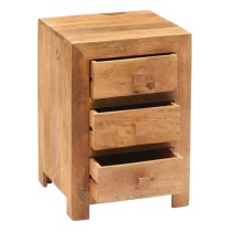 Tivat Mango Wood Bedside Cabinet 3 Drawers In Light Mahogany