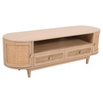 Varese Cane And Mango Wood TV Stand 2 Doors 2 Drawers In Oak