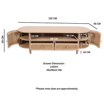 Varese Cane And Mango Wood TV Stand 2 Doors 2 Drawers In Oak