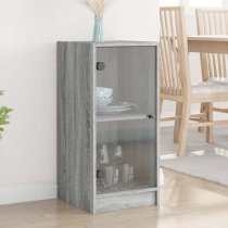 Avila Wooden Side Cabinet With 1 Glass Door In Grey Sonoma Oak