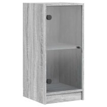 Avila Wooden Side Cabinet With 1 Glass Door In Grey Sonoma Oak