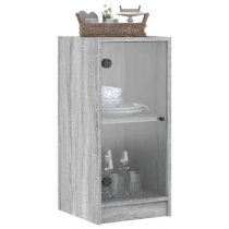 Avila Wooden Side Cabinet With 1 Glass Door In Grey Sonoma Oak