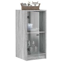 Avila Wooden Side Cabinet With 1 Glass Door In Grey Sonoma Oak