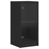 Avila Wooden Side Cabinet With 1 Glass Door In Black