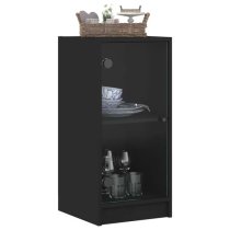 Avila Wooden Side Cabinet With 1 Glass Door In Black