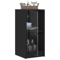 Avila Wooden Side Cabinet With 1 Glass Door In Black