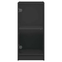 Avila Wooden Side Cabinet With 1 Glass Door In Black