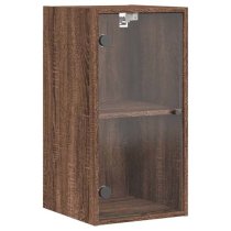 Avila Wooden Wall Cabinet With 1 Glass Door In Brown Oak