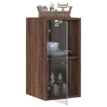 Avila Wooden Wall Cabinet With 1 Glass Door In Brown Oak