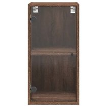 Avila Wooden Wall Cabinet With 1 Glass Door In Brown Oak