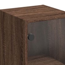 Avila Wooden Wall Cabinet With 1 Glass Door In Brown Oak