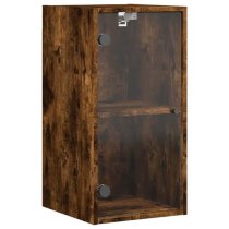 Avila Wooden Wall Cabinet With 1 Glass Door In Smoked Oak