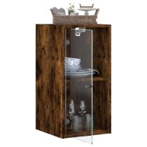 Avila Wooden Wall Cabinet With 1 Glass Door In Smoked Oak