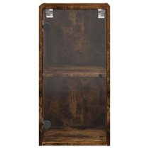 Avila Wooden Wall Cabinet With 1 Glass Door In Smoked Oak