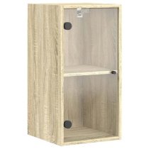 Avila Wooden Wall Cabinet With 1 Glass Door In Sonoma Oak