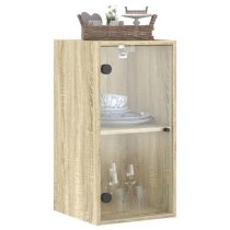 Avila Wooden Wall Cabinet With 1 Glass Door In Sonoma Oak